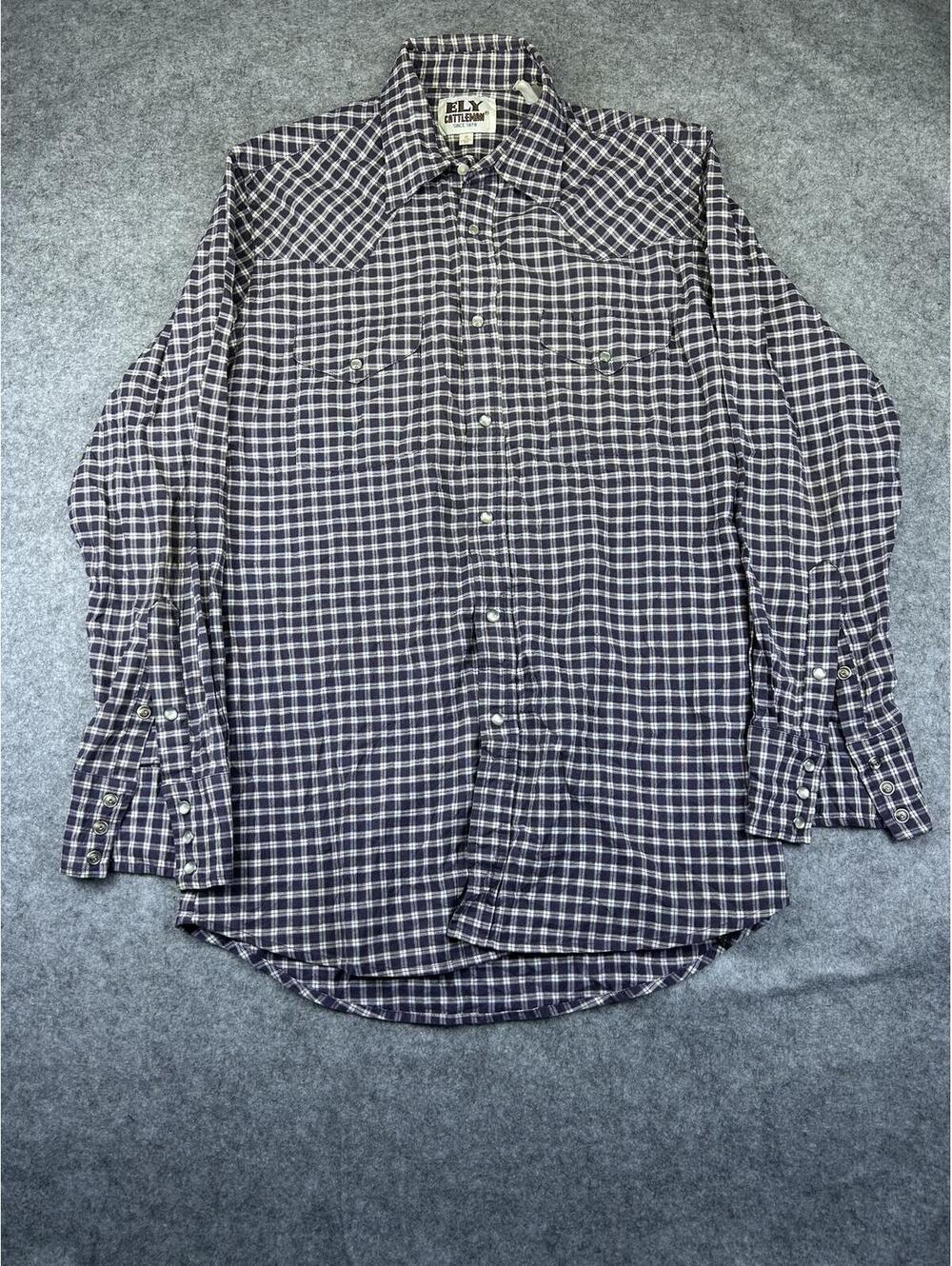 ELY Cattleman Pearl Snap Western Shirt 15/33 Size Medium Cowboy Farm Long Sleeve